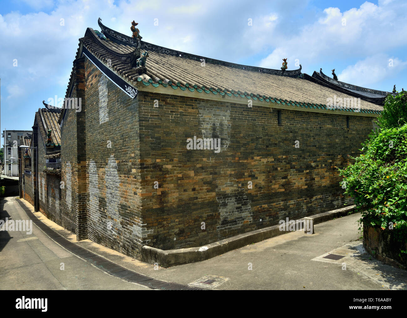 Alten chinesischen Stil gemauerte Häuser, Ping Shan, Hong Kong Stockfoto
