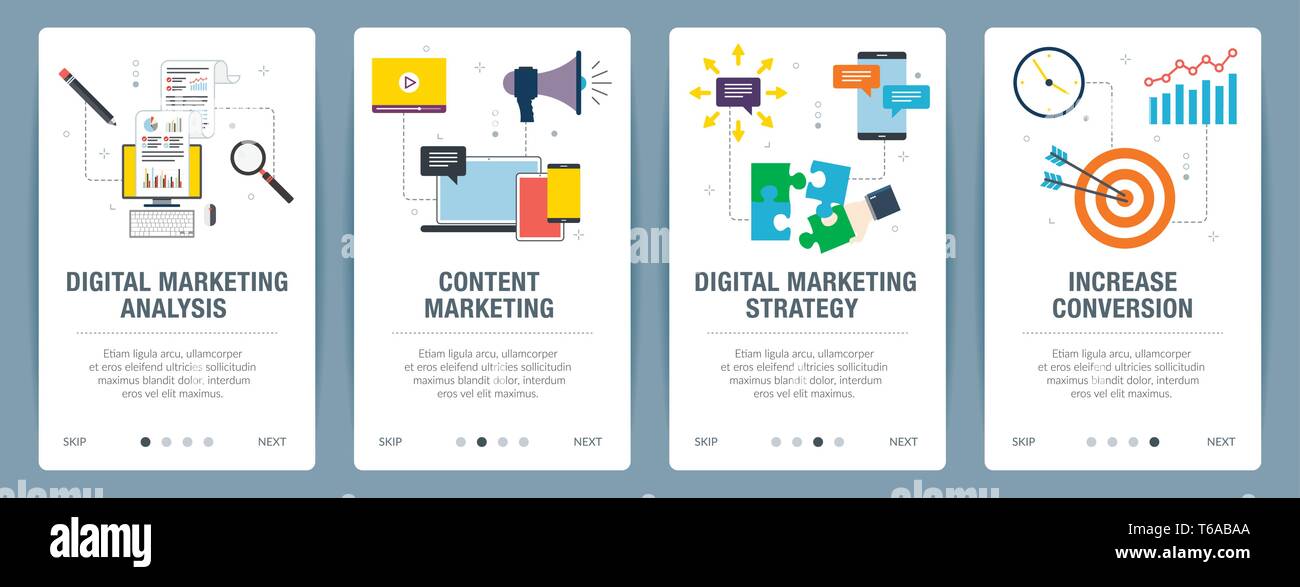 Web Banner Konzept In Vektor Mit Digitalen Marketing Analyse Content Marketing Strategie Und Umsetzung Internet Website Banner Konzept Wi Stock Vektorgrafik Alamy