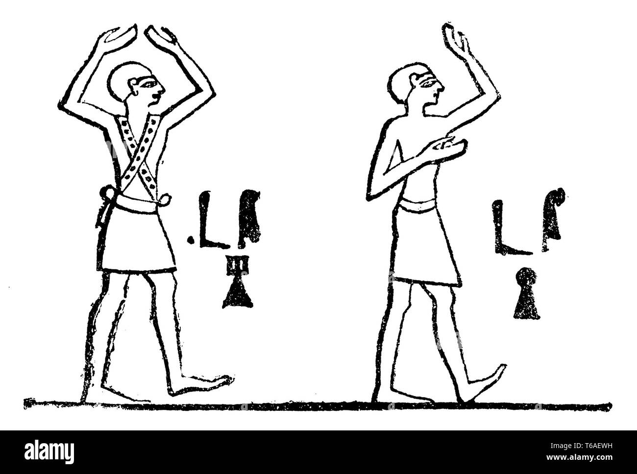 Tanzende Männer im alten Ägypten. Nach Wilkinson, 1885 Stockfoto
