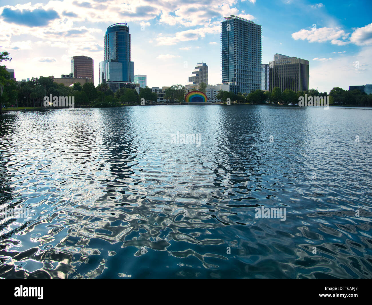Orlando, Florida Blick vom Lake Eola Park in der Mitte der Stadt Stockfoto