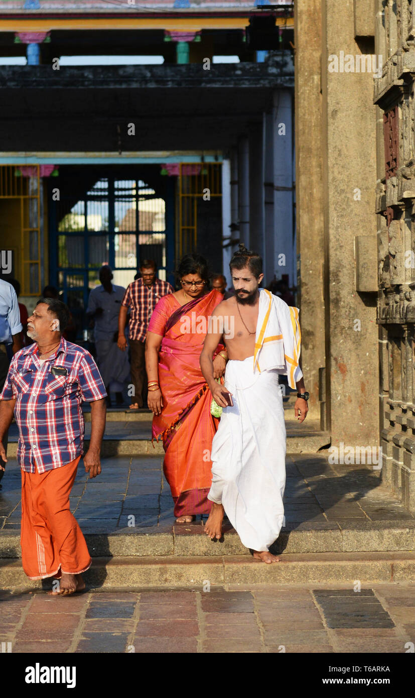 Eine Dikshitar Brahmanen an der Thillai Natarajah Tempel in Chidambaram, Indien. Stockfoto