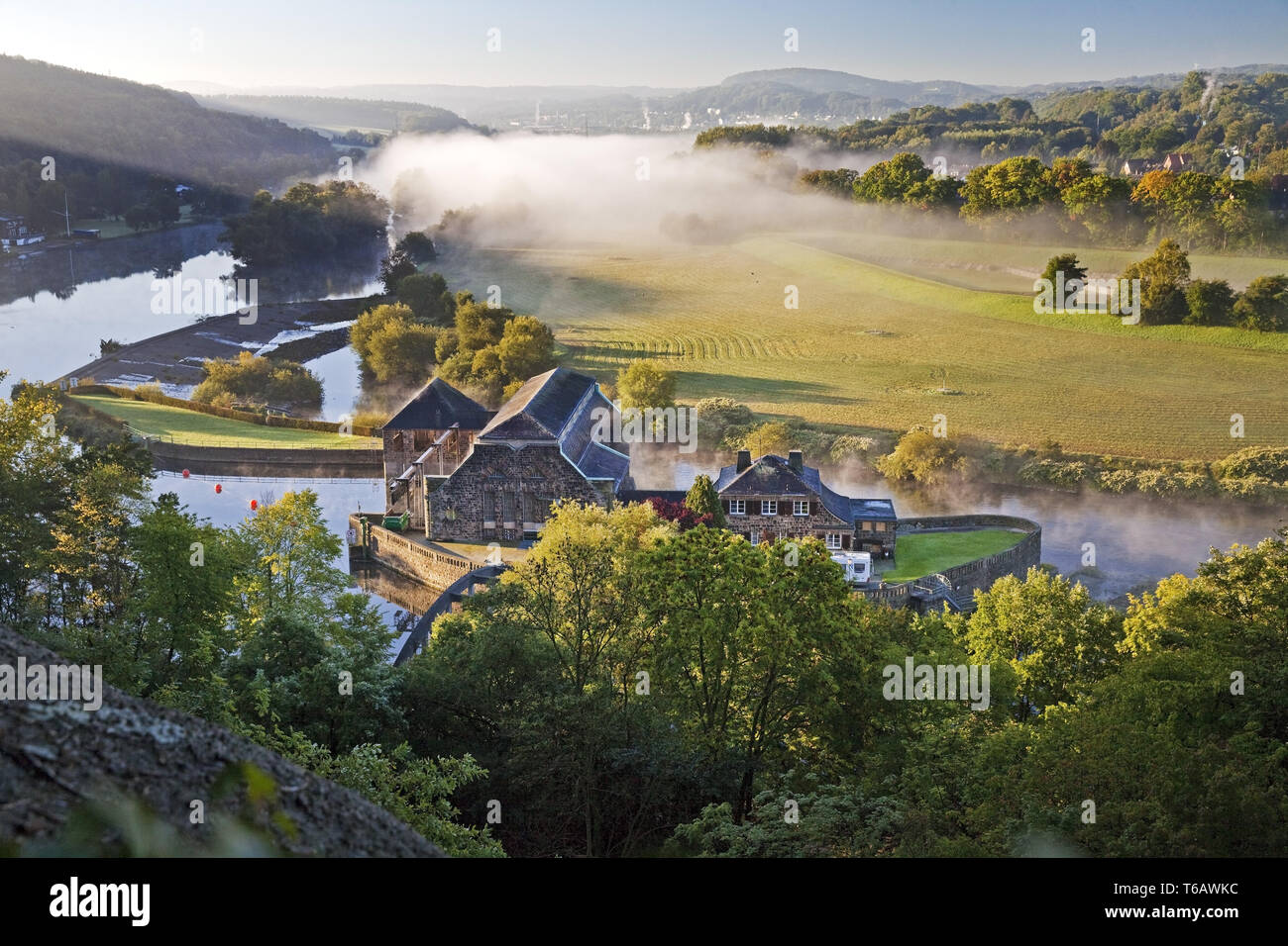 Wasserkraftwerk Hohenstein im Ruhrgebiet, Witten, Nordrhein-Westfalen, Deutschland Stockfoto