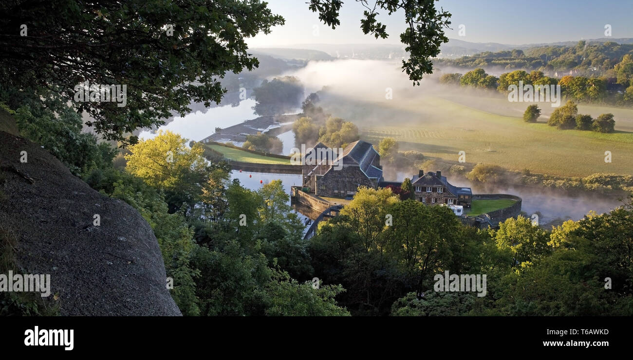 Wasserkraftwerk Hohenstein im Ruhrgebiet, Witten, Nordrhein-Westfalen, Deutschland Stockfoto