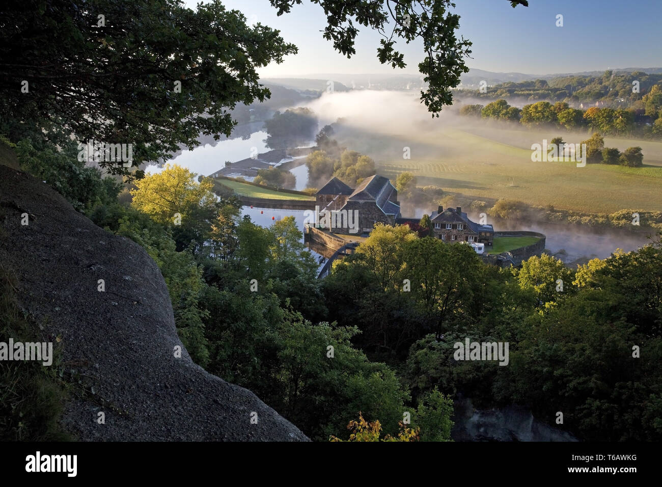 Wasserkraftwerk Hohenstein im Ruhrgebiet, Witten, Nordrhein-Westfalen, Deutschland Stockfoto