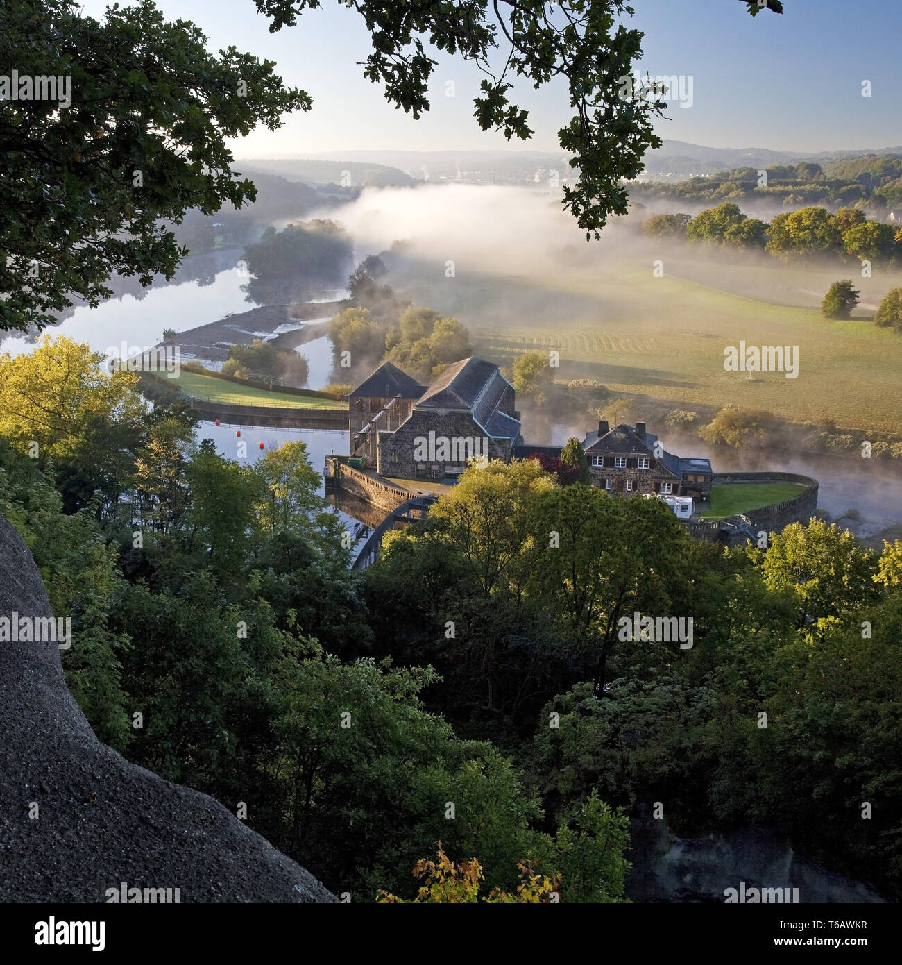 Wasserkraftwerk Hohenstein im Ruhrgebiet, Witten, Nordrhein-Westfalen, Deutschland Stockfoto