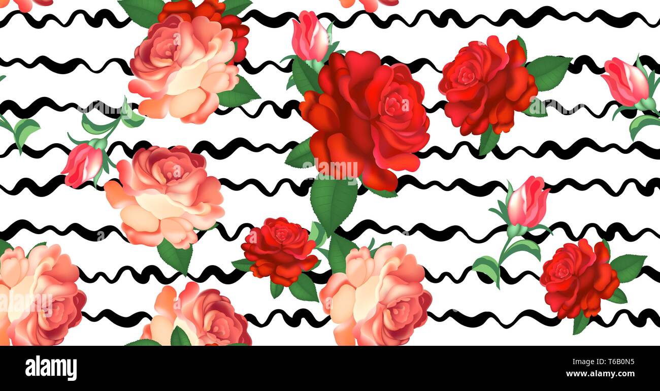 Nahtlose florales Muster mit Blumen, Aquarell. Vector Illustration. Stock Vektor