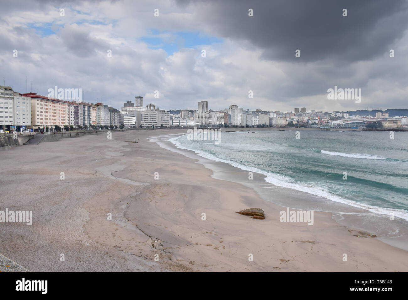 Anzeigen von A Coruna Strand, nördlichen Spanien im Winter Tag. Stockfoto