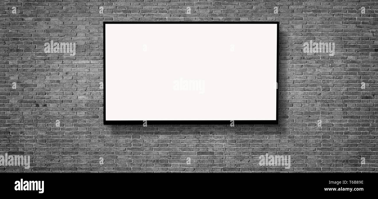 Weiße LED-tv Fernseher Bildschirm leer auf grauen Hintergrund, Freistellungspfad Stockfoto