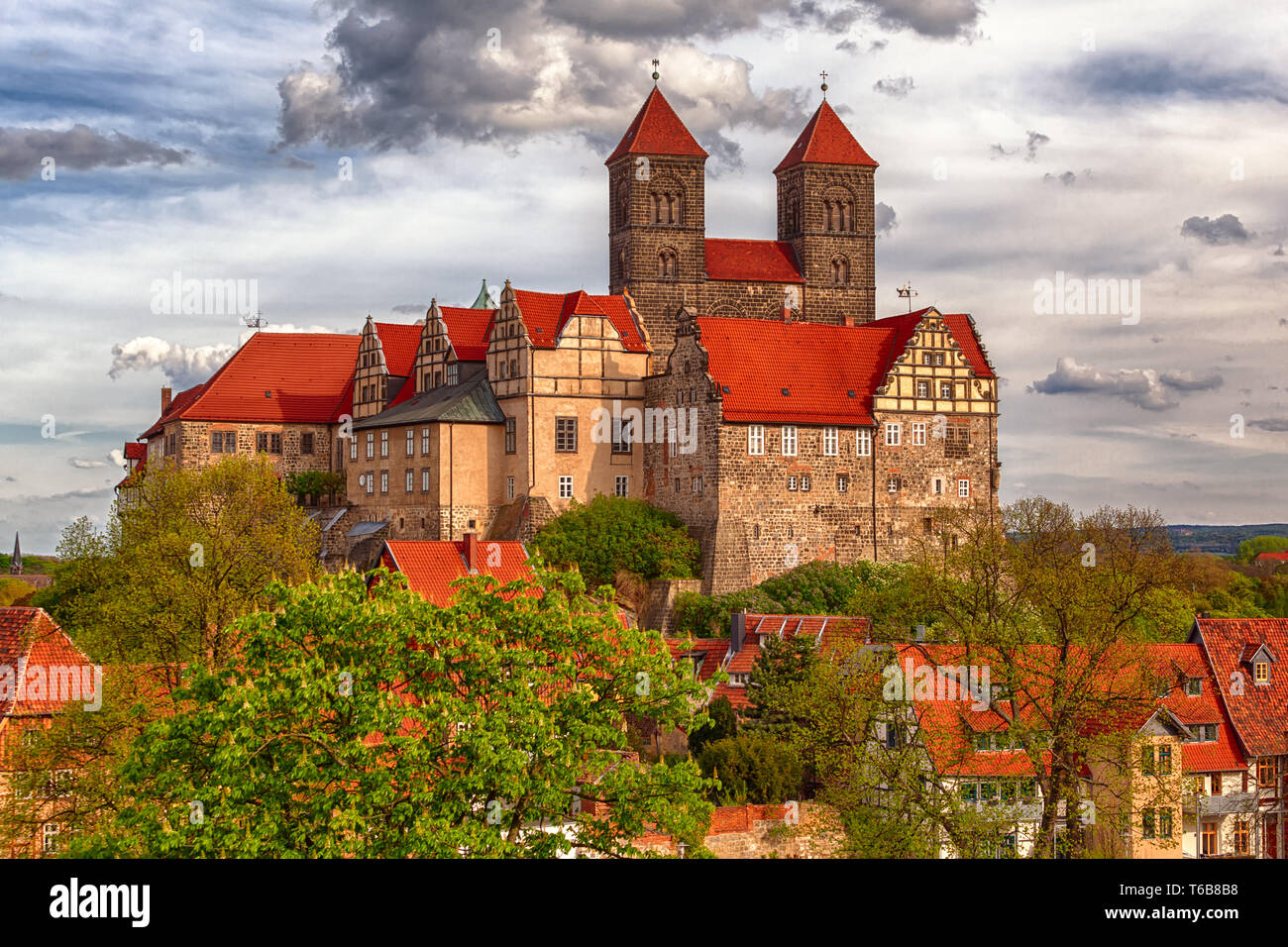 UNESCO-Weltkulturerbe Stadt Quedlinburg, Harz, Sachsen-Anhalt, Deutschland Stockfoto