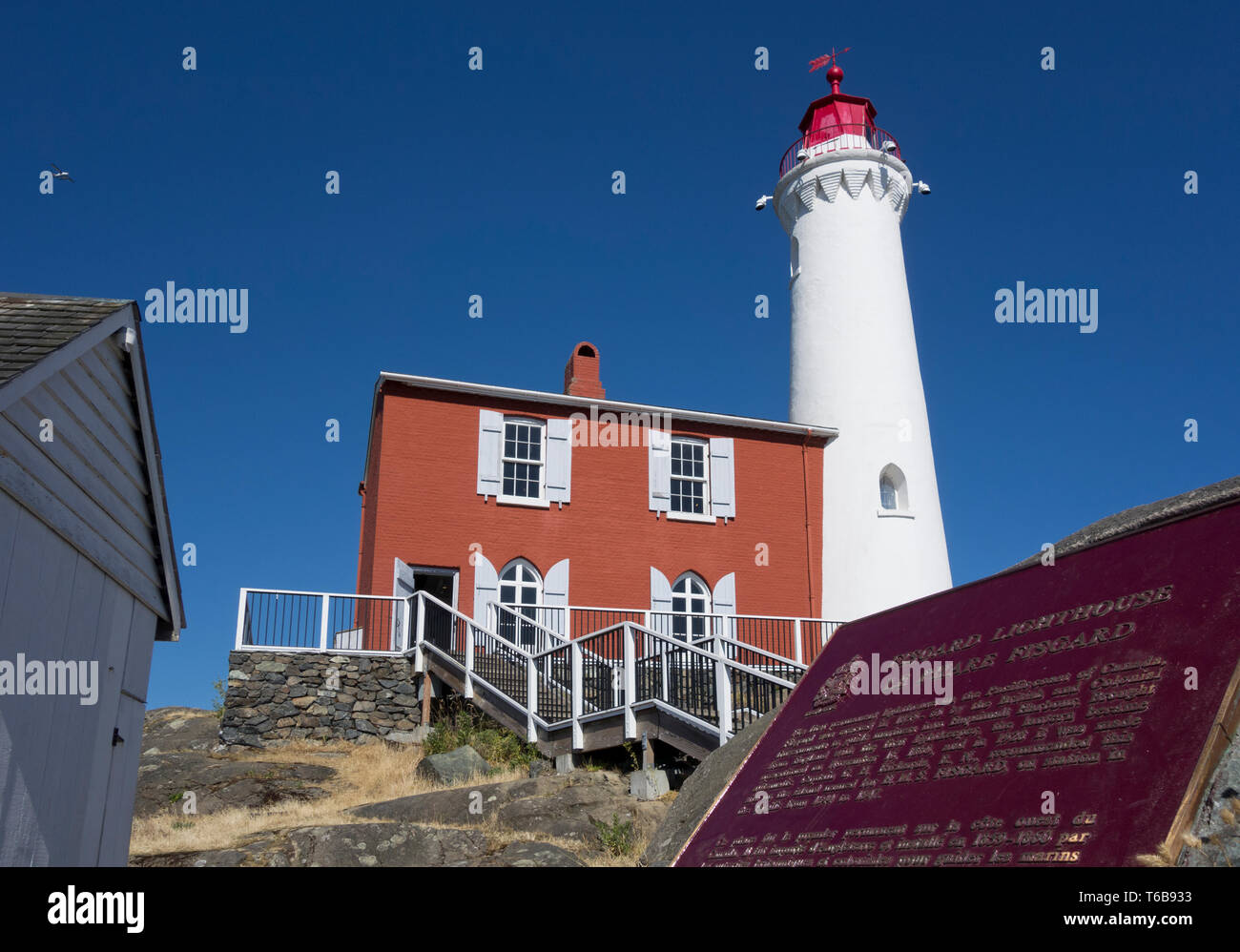 Fisgard Leuchtturm, ein National Historic Site in Colwood British Columbia (in der Nähe von Victoria BC) in Kanada. Stockfoto