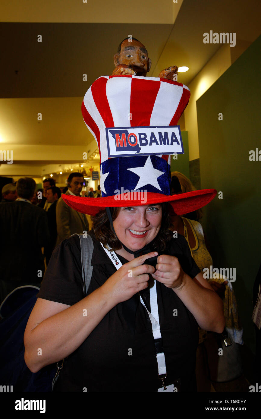 Der DNC-Convention in Denver wird Obama ihre Kandidaten. Aimee Gromowsky von Kansas City, Missouri. Stockfoto