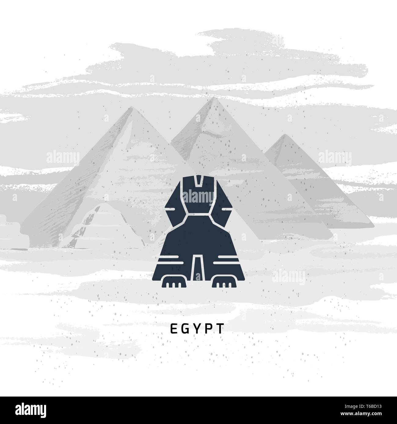 Vektor Symbol der Großen Sphinx von Gizeh isoliert auf der Hand gezeichnete Vector Illustration der Pyramiden von Ägypten. Stock Vektor