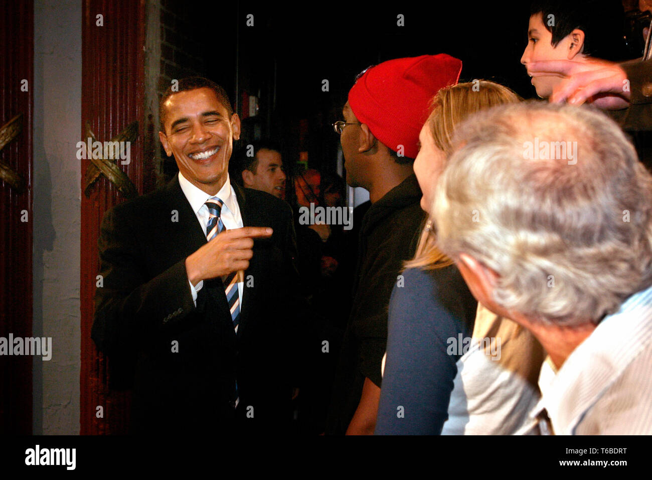 Präsidentschaftskandidaten Barack Obama (D) sprechen am Manchester Palace Theatre. Stockfoto