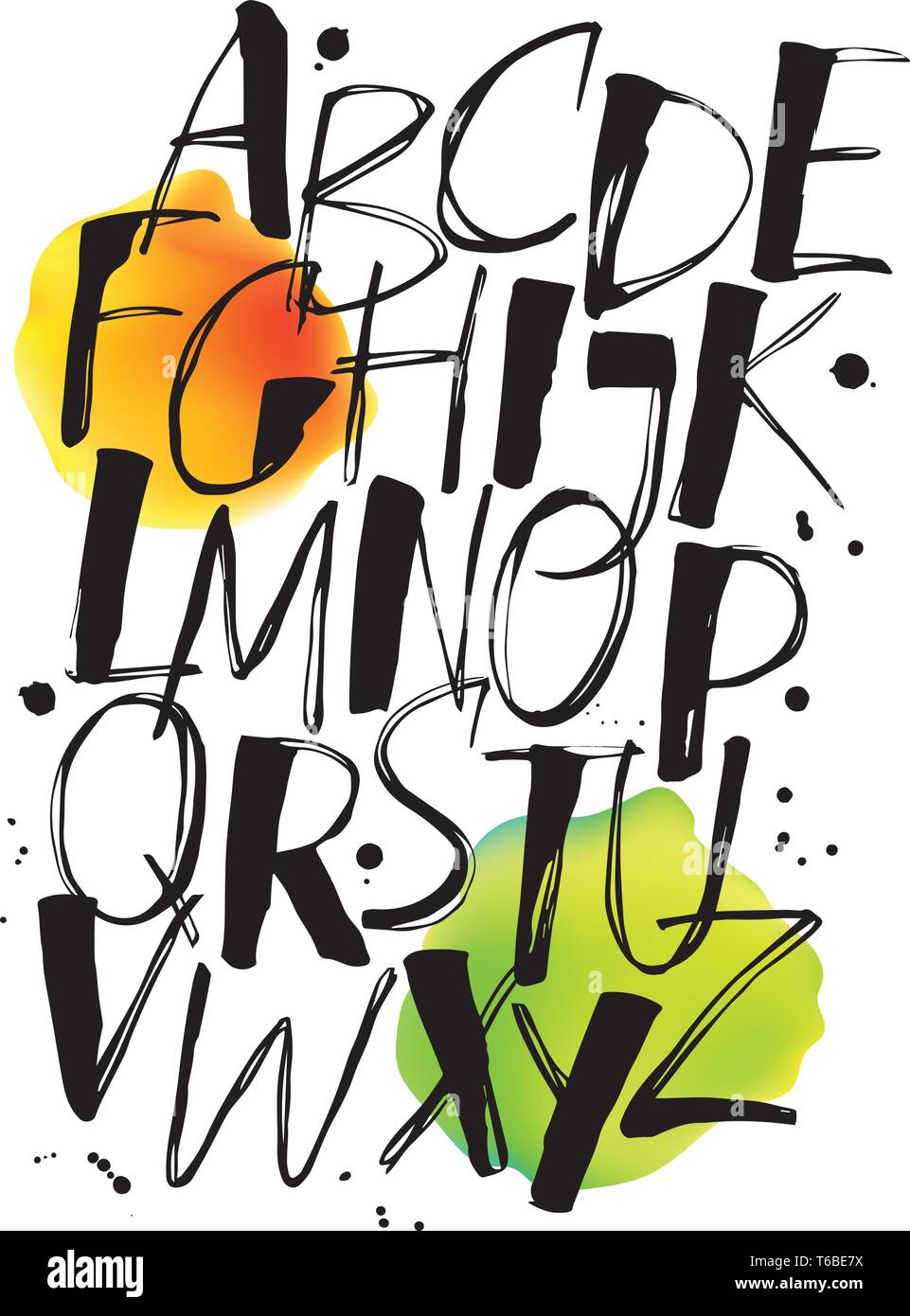 Cool Vektor kalligraphischen Alphabet Poster mit Tinte schreiben. Stock Vektor