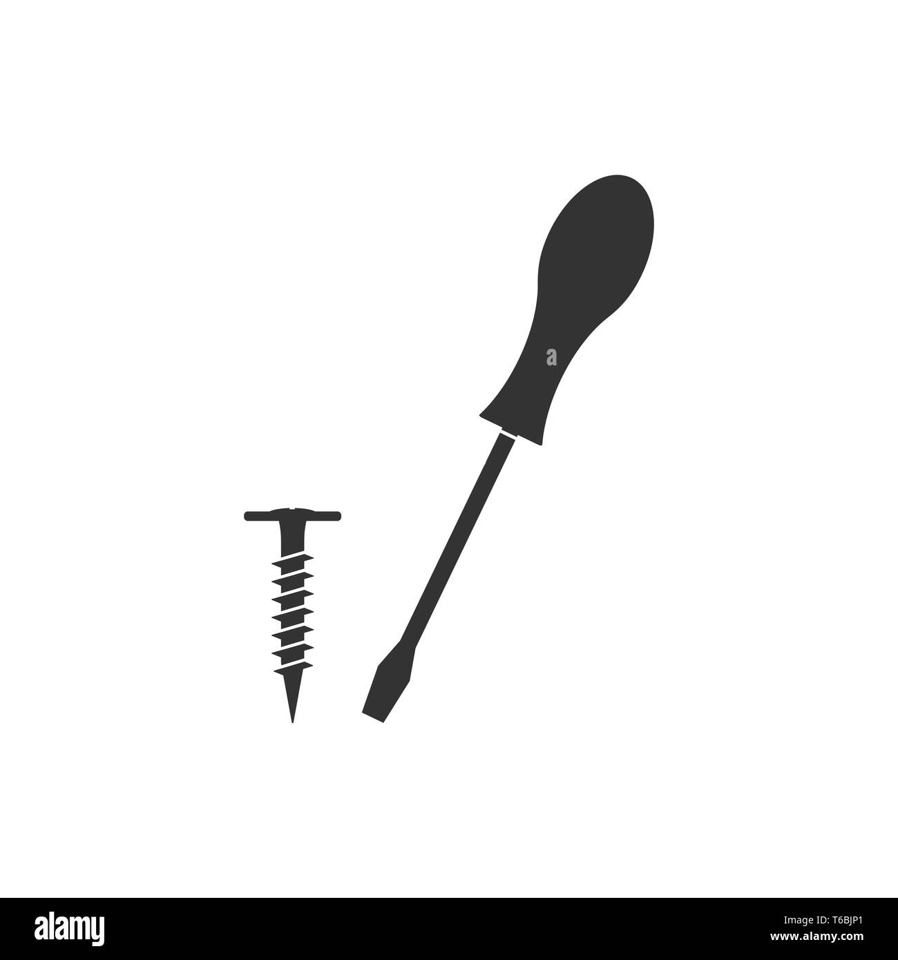 Vector Illustration, flache Bauform. Schraubendreher Schraube Symbol Stock Vektor