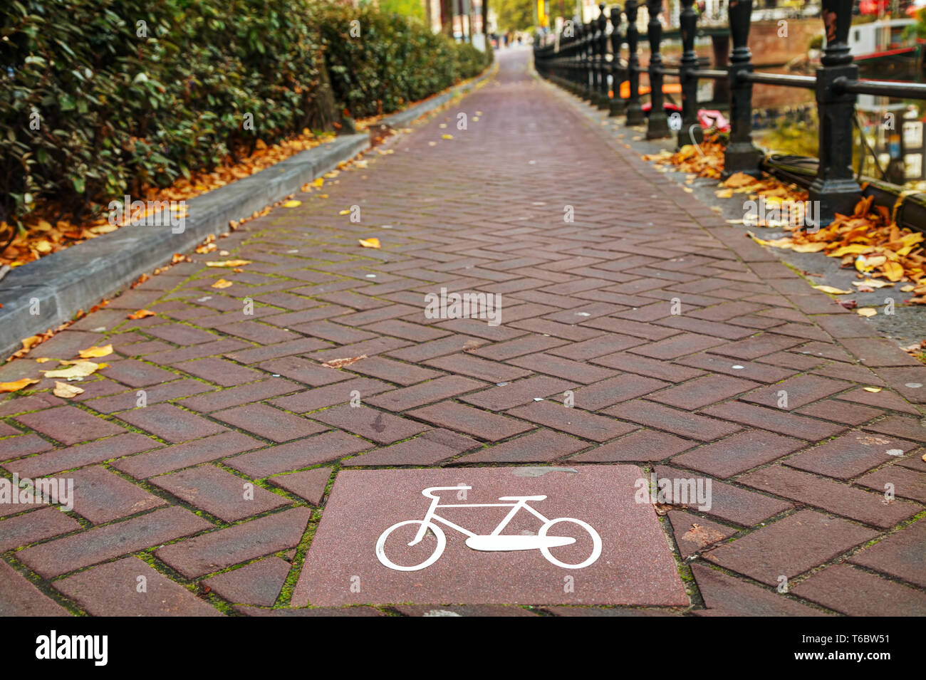 Rad weg Zeichen in Amsterdam Stockfoto