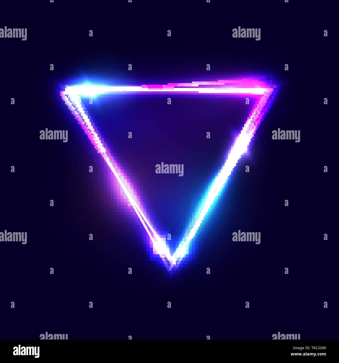 Dreieck Hintergrund. Leuchtreklame mit Lichteffekten. Stock Vektor