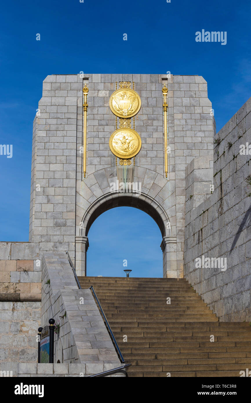 Gibraltar, Line Wall Road, Amerikanische Kriegerdenkmal Stockfoto