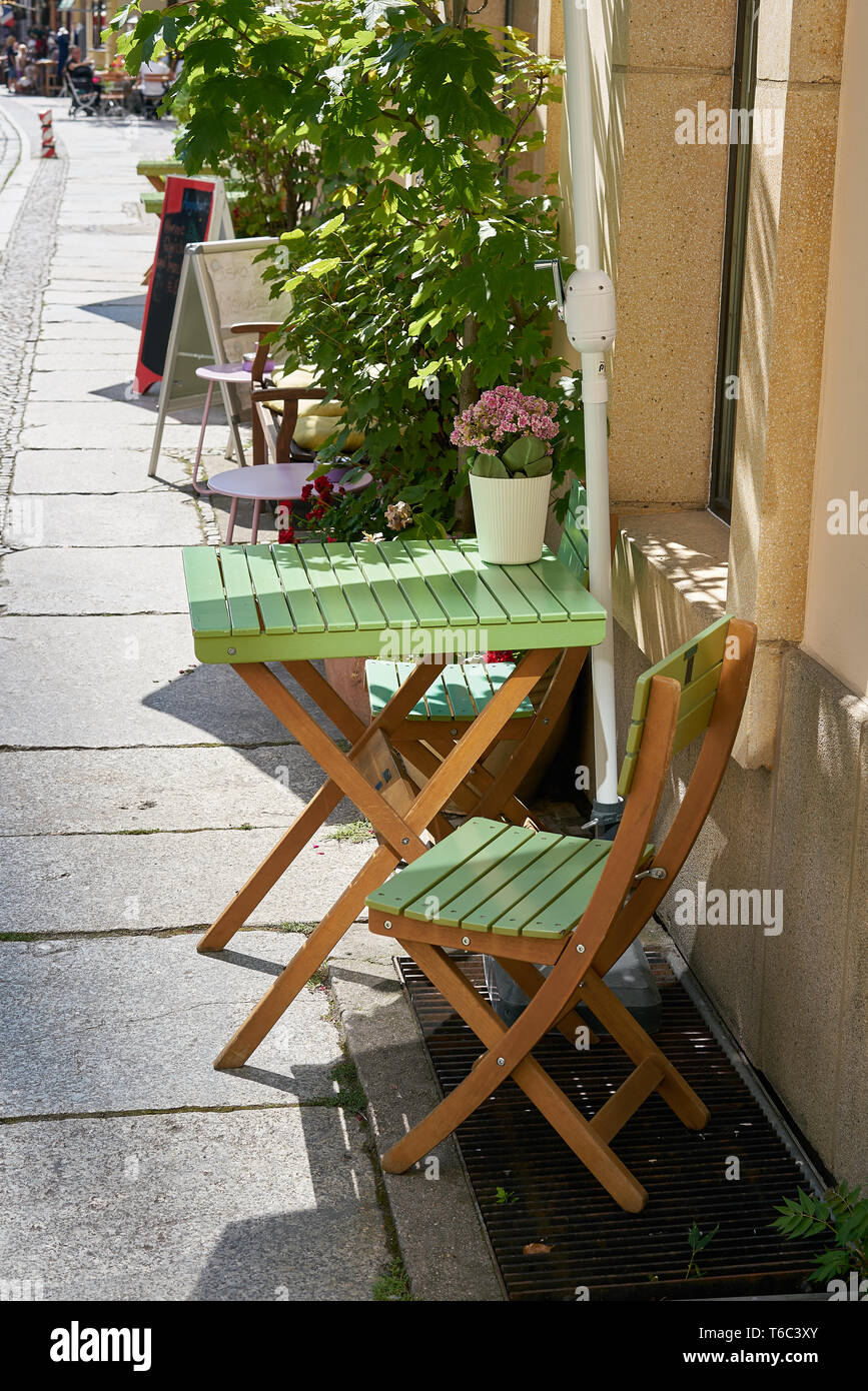 Street Cafe im Nikolaiviertel in Berlin Stockfoto