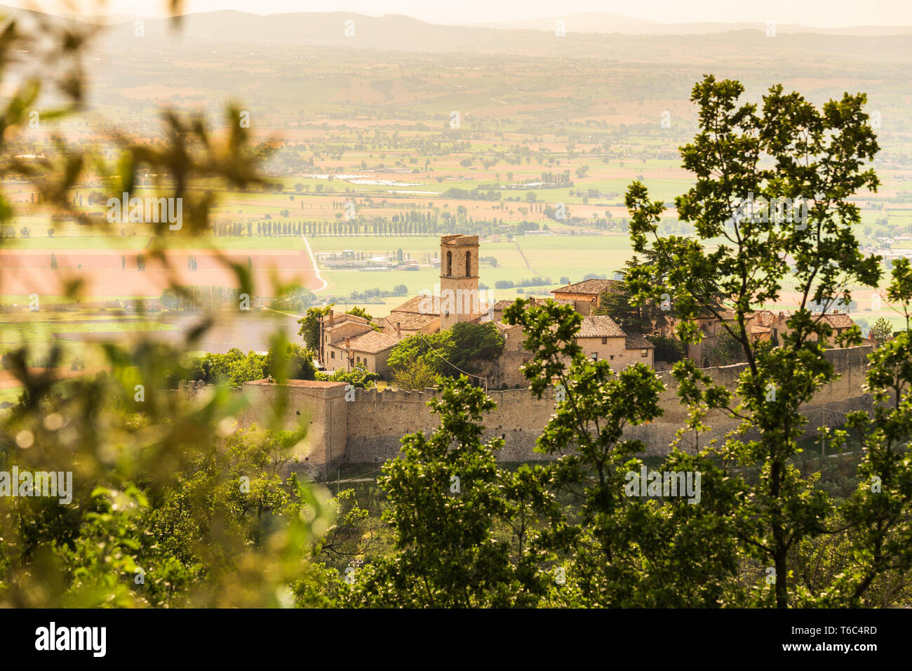 Italien, Umbrien, Perugia, Campello sul Clitunno. Das Castel von Campello Alto Stockfoto