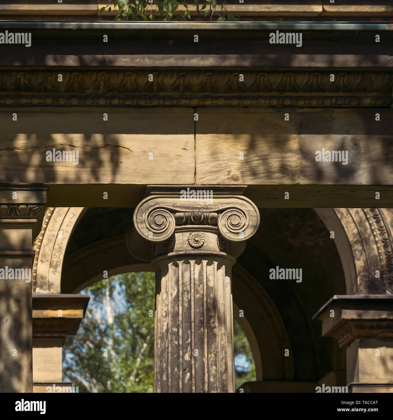 Kopf eines antiken Säule Stockfoto