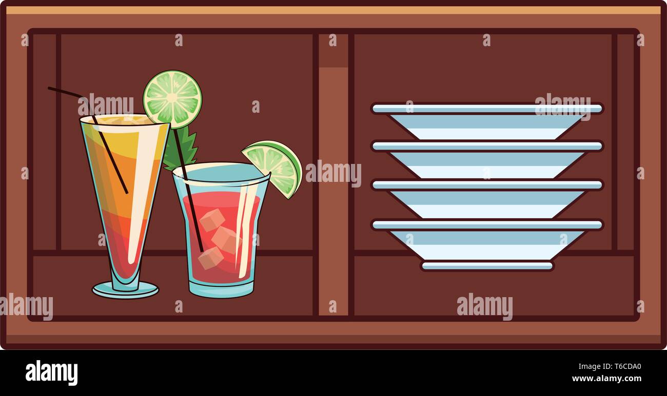Alkoholische Getränke Getränke Cartoon Stock Vektor