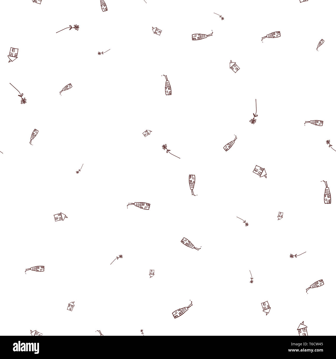 Nahtlose Muster Der Hauser In Doodle Stil Abbildung Einer Kontur