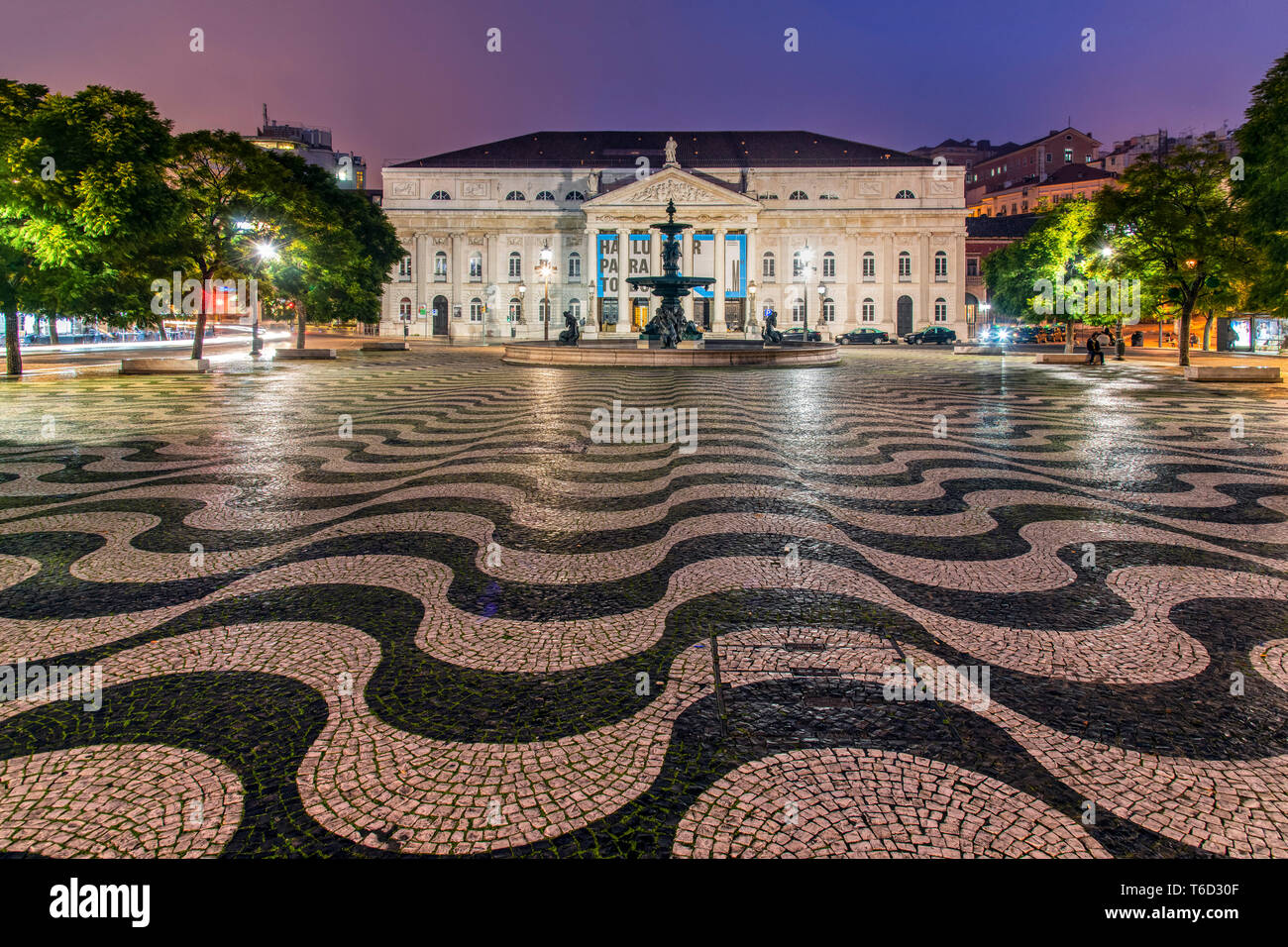 D. Maria II National Theater oder das Teatro Nacional Dona Maria II, Rossio Platz, Lissabon, Portugal Stockfoto