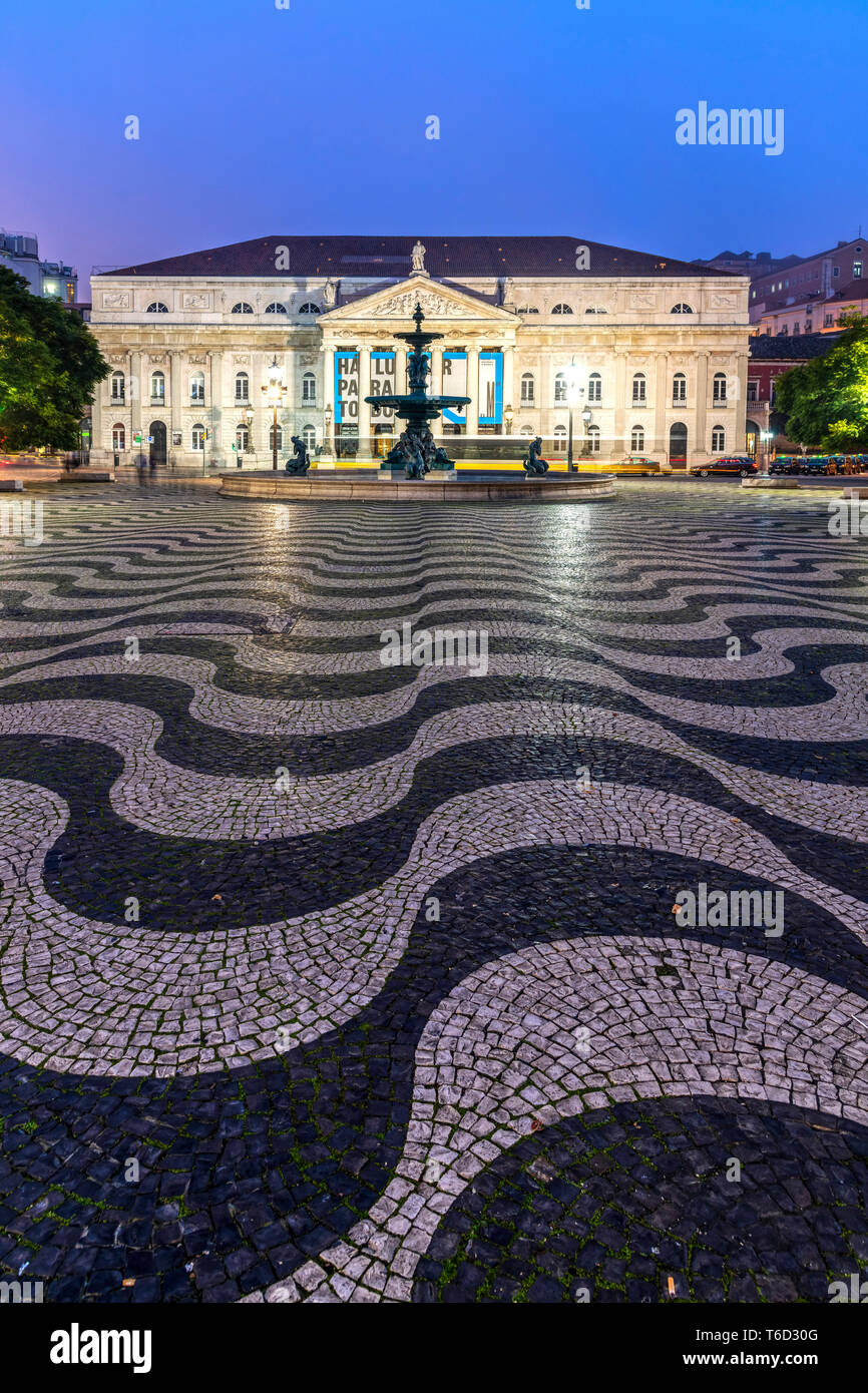D. Maria II National Theater oder das Teatro Nacional Dona Maria II, Rossio Platz, Lissabon, Portugal Stockfoto