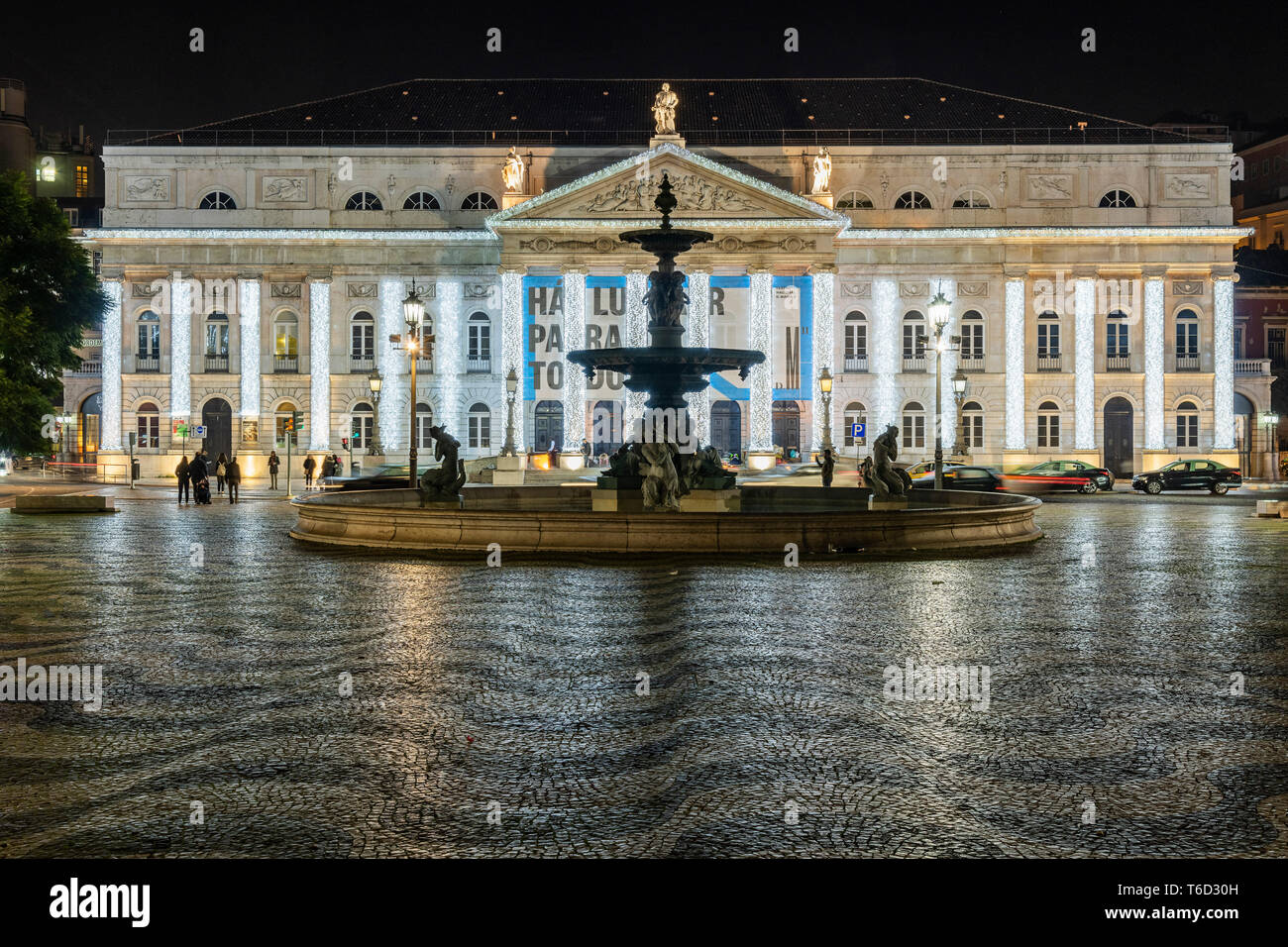 D. Maria II National Theater oder das Teatro Nacional Dona Maria II, Rossio Platz, Lissabon, Portugal Stockfoto