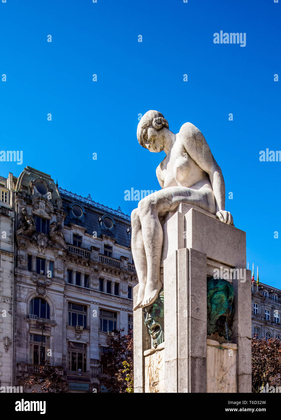 Munument an der Praça da Liberdade, Porto, Portugal Stockfoto