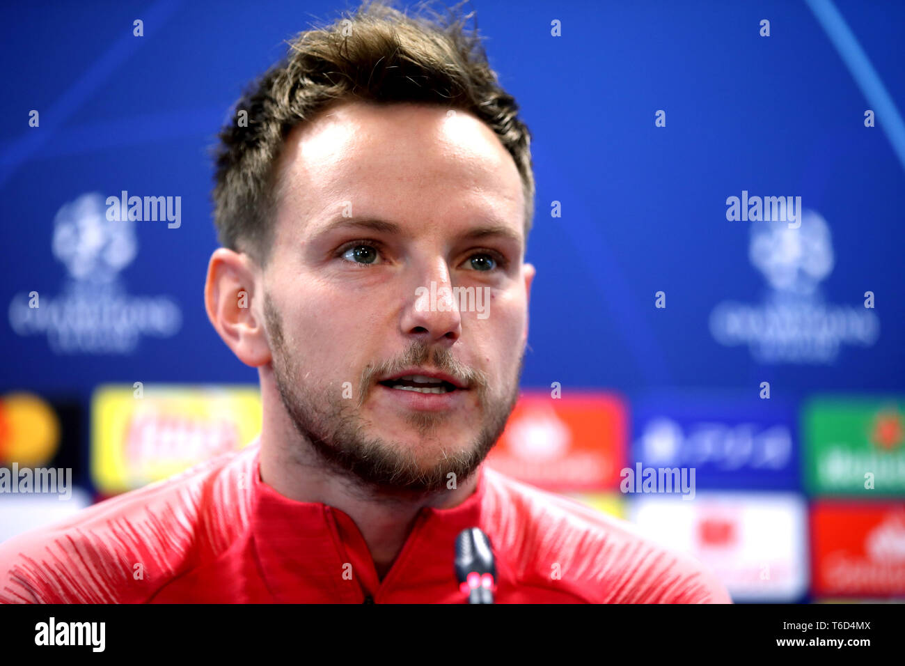 Barcelonas Ivan Rakitic während der Pressekonferenz in der Ciutat Esportiva Joan Gamper Training Ground, Barcelona. Stockfoto