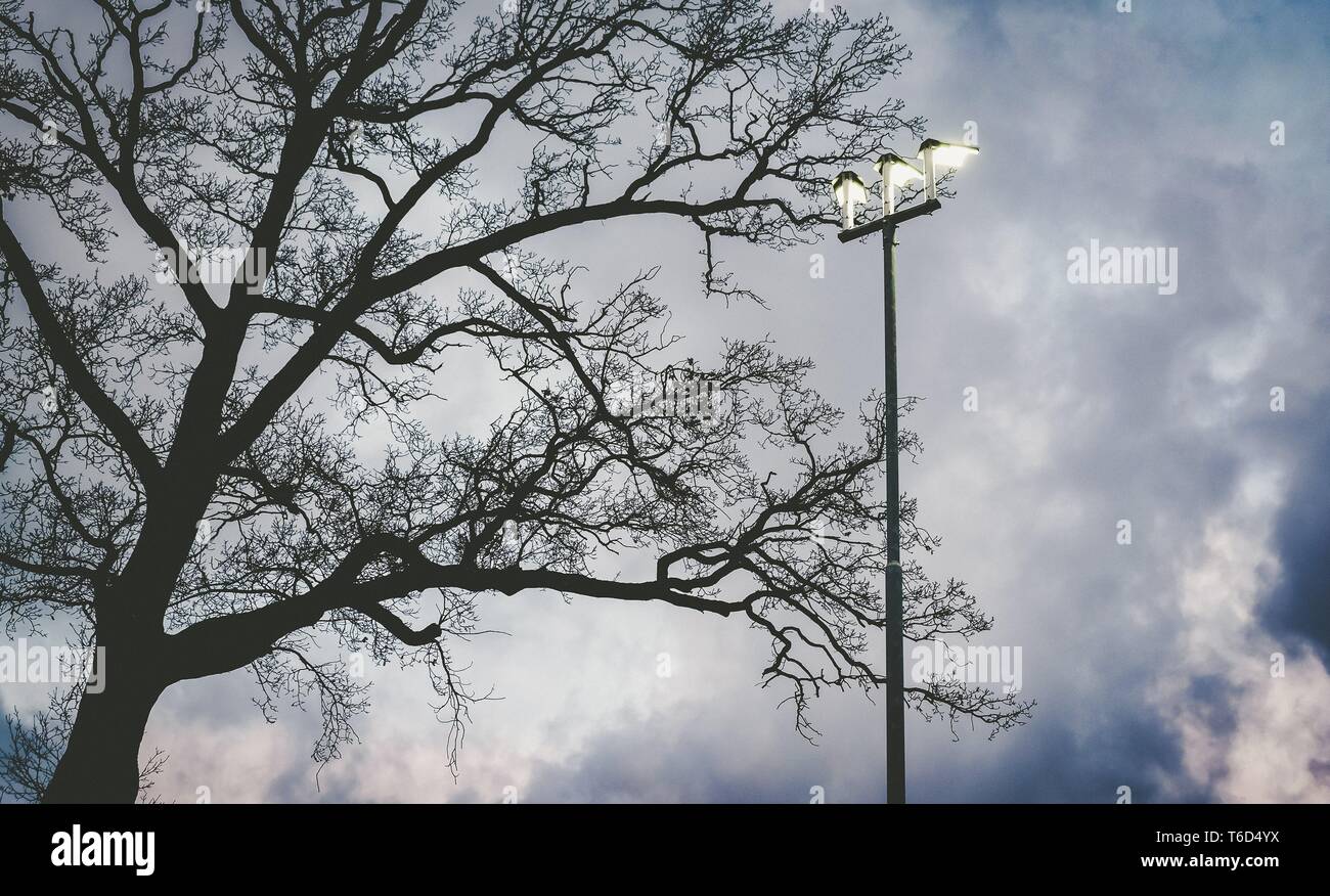 Lamp Post gegen bewölkt Dutch sky Stockfoto