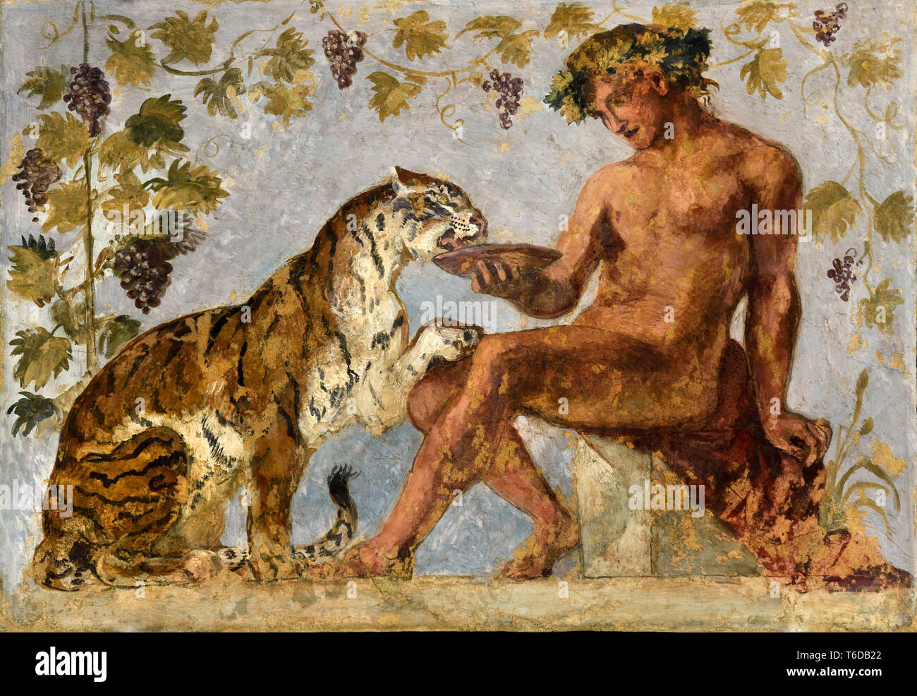 Bachus mit einem Tiger von Eugene Delacroix 1783-1863 Frankreich, Französisch, Stockfoto