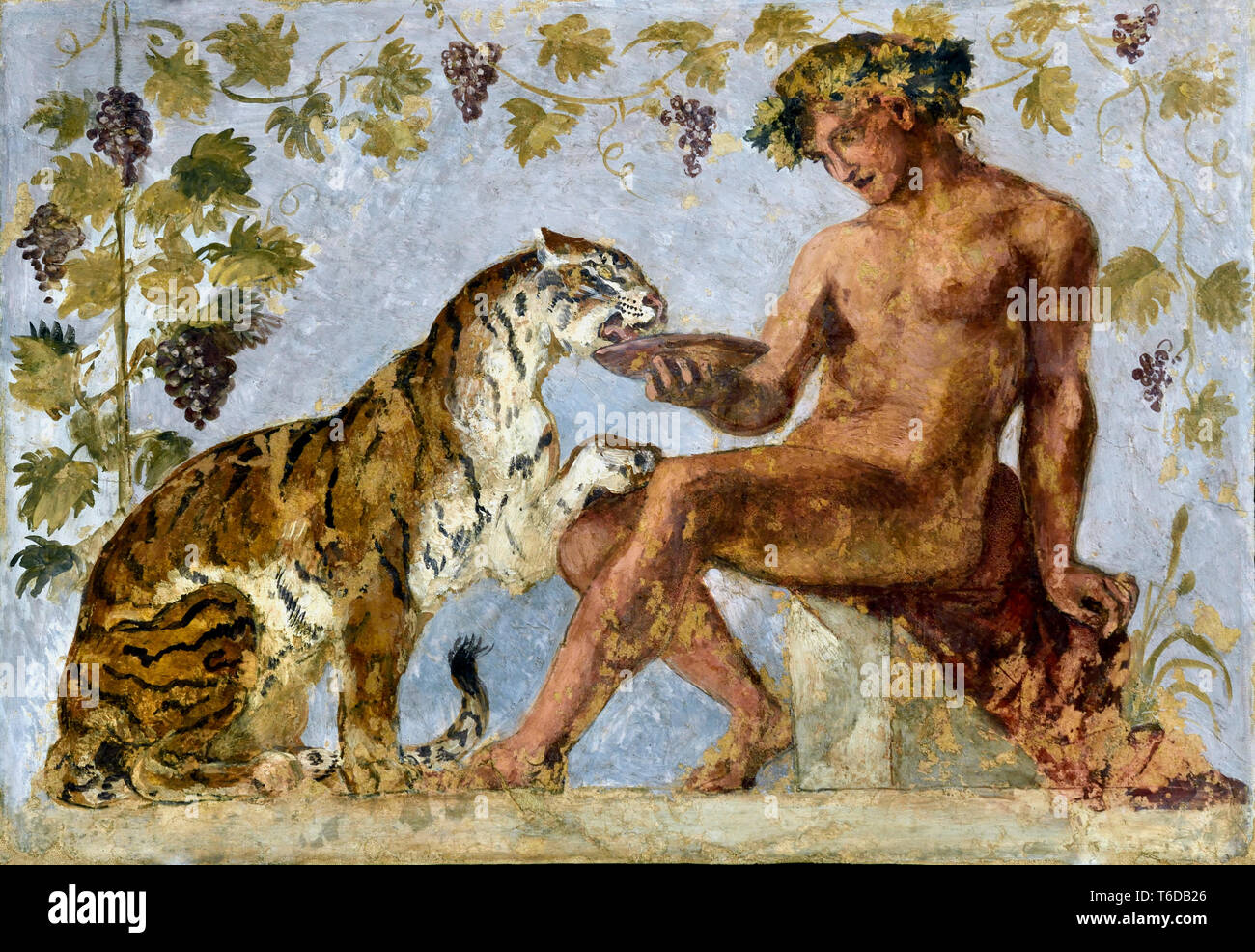 Bachus mit einem Tiger von Eugene Delacroix 1783-1863 Frankreich, Französisch, Stockfoto