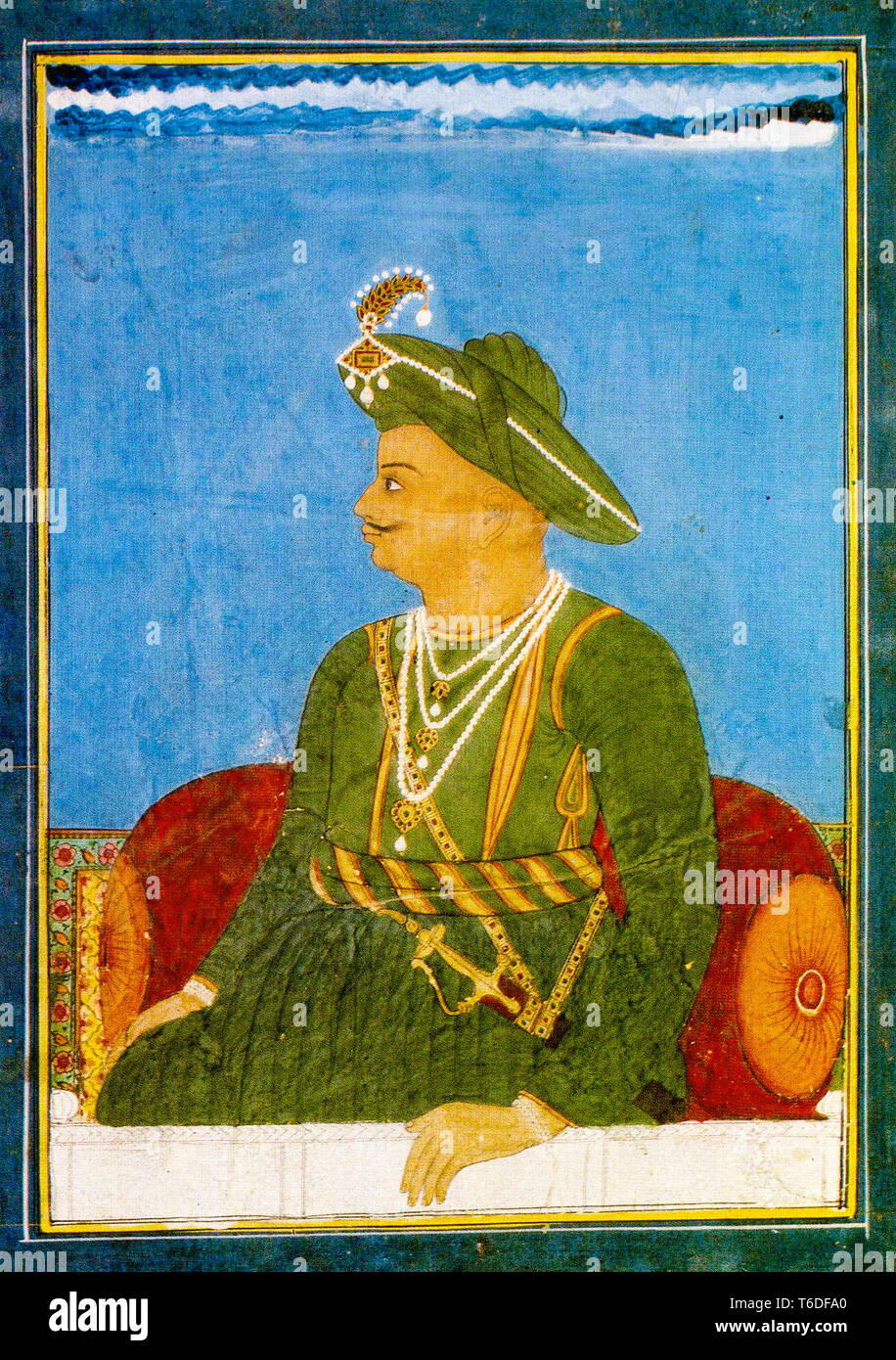 Portrait von Tipu Sultan (1750-1799) von einem anonymen indischen Künstler in Mysore, C. 1790 - 1800 Stockfoto