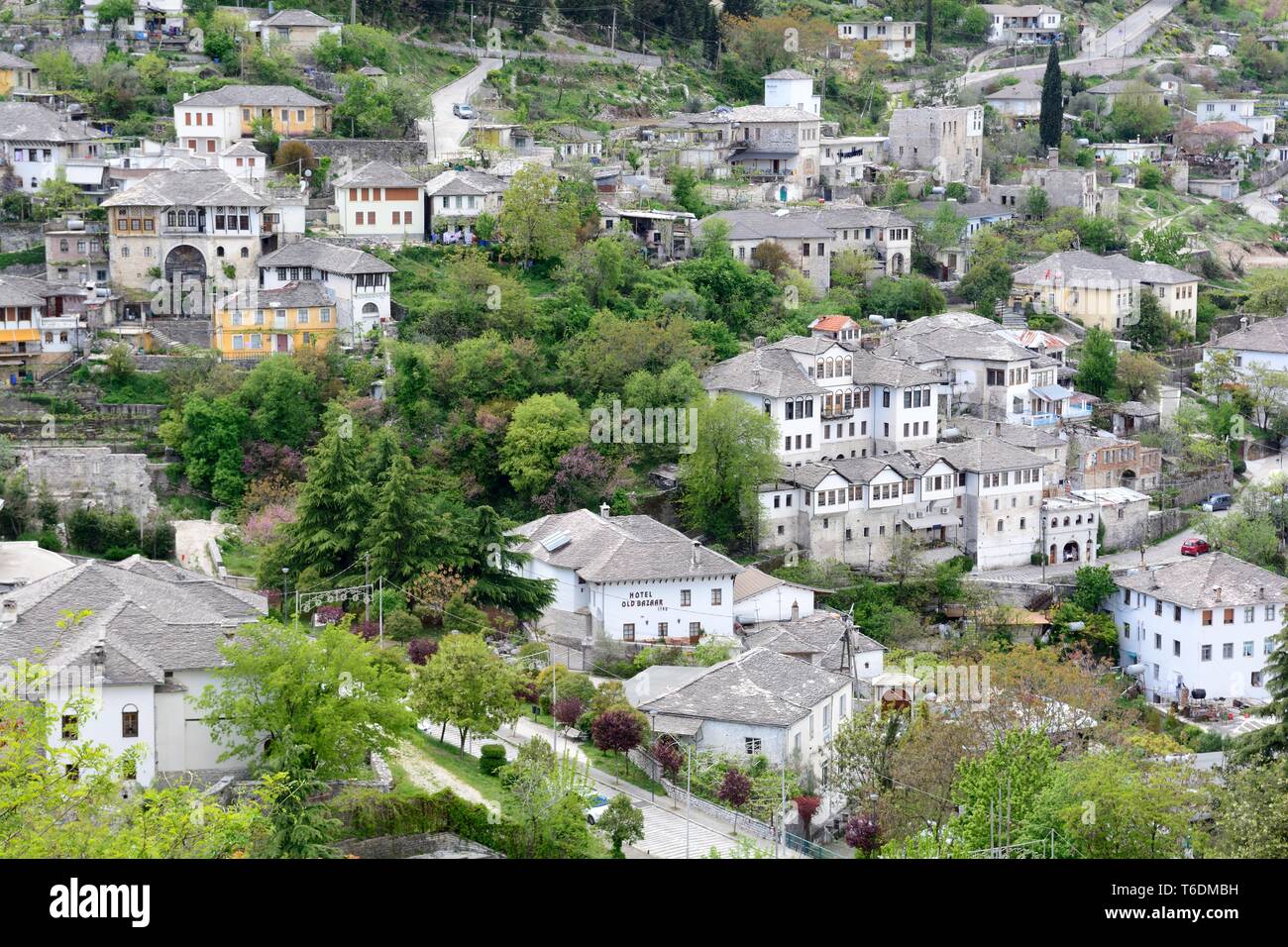 Stadt Girokastra seltenes Beispiel einer gut erhaltenen osmanischen Stadt UNESCO Weltkulturerbe Albanien Stockfoto