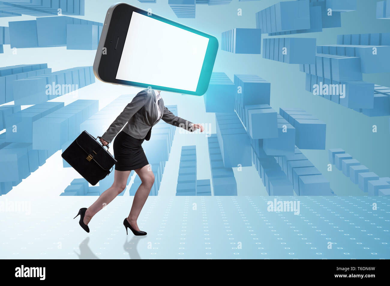 Handy Zombie unter dem Einfluss von Smartphones. Stockfoto