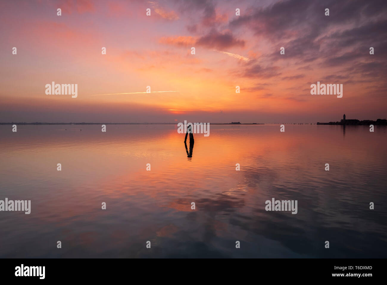 Sonnenuntergang in der Lagune von Venedig, Laguna di Venezia Stockfoto