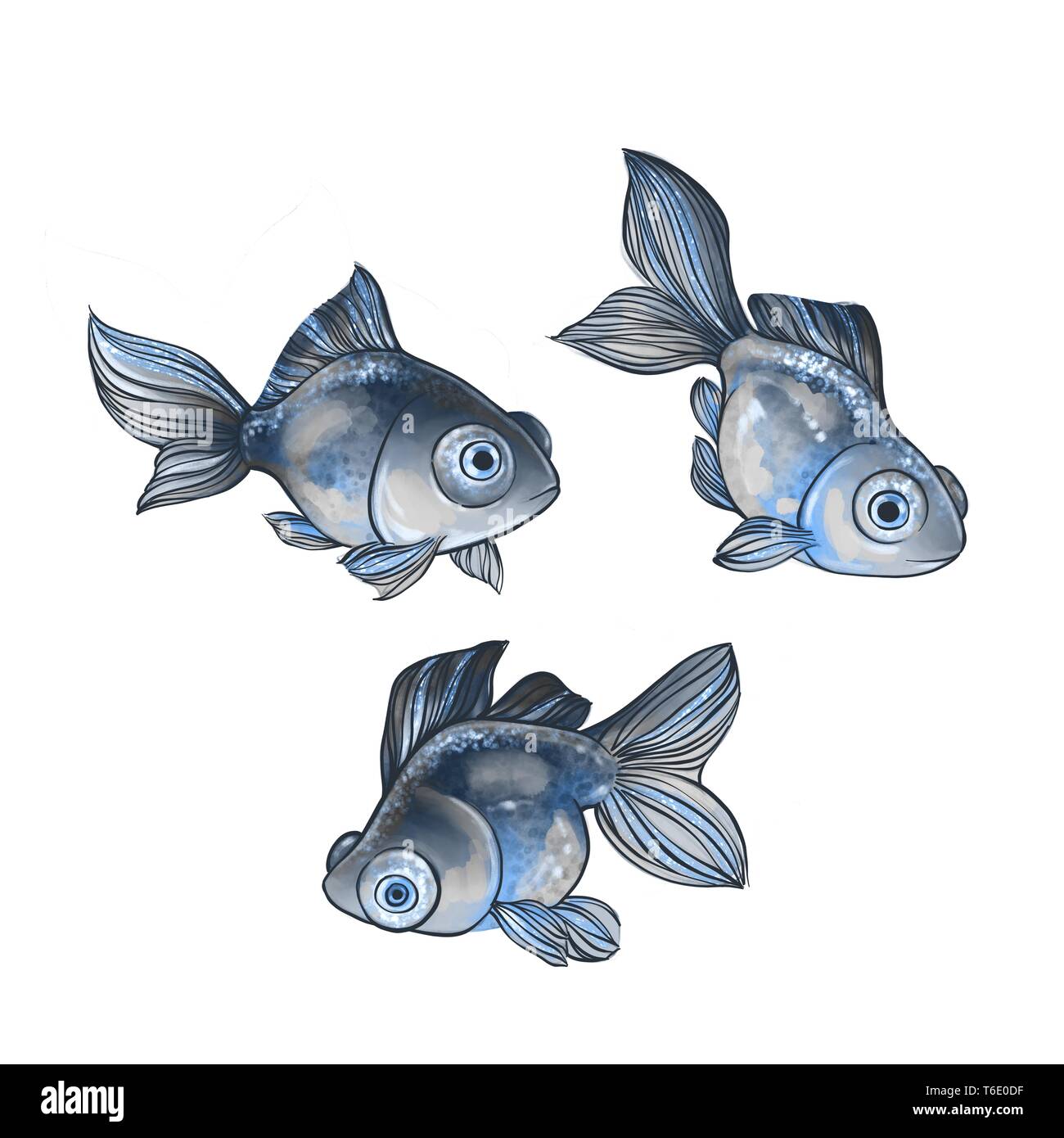 Eingestellt von Cartoon Fisch isoliert auf weißem Stockfoto