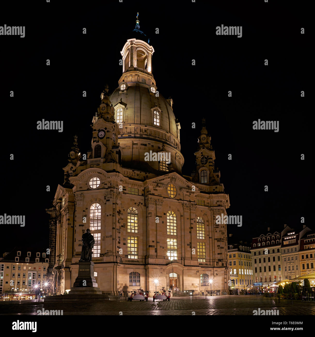 Frauenkirche in der Altstadt von Dresden bei Nacht Stockfoto