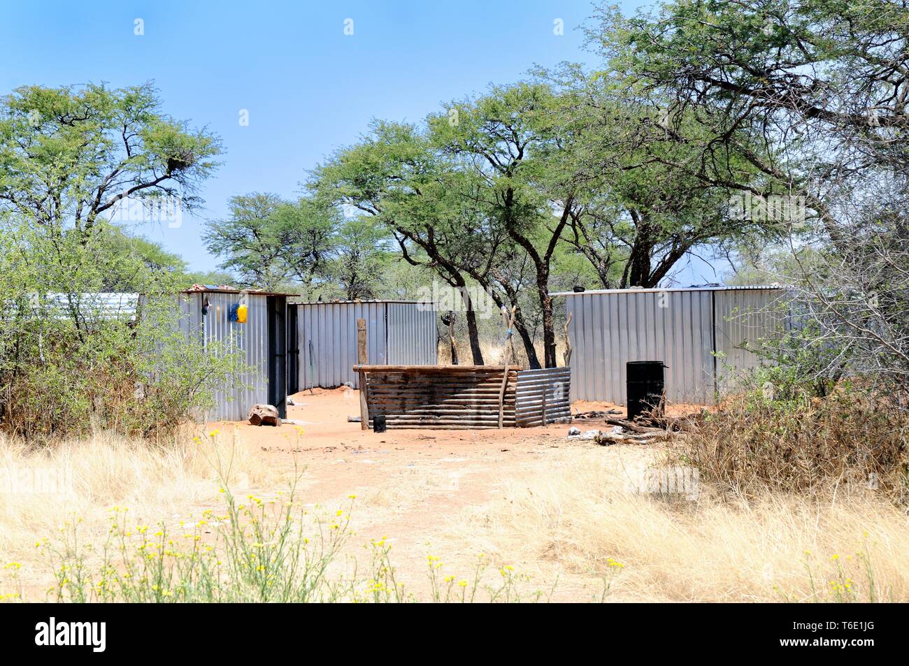 Wellblechhütten der Wanderarbeitnehmer in Namibia Stockfoto
