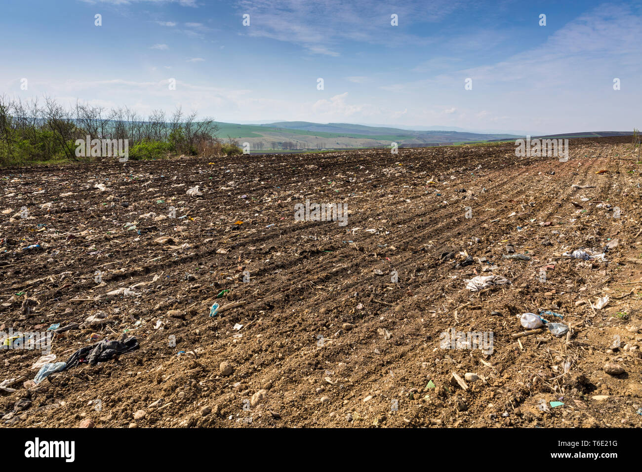 Verschmutztes Agrarfeld Stockfoto