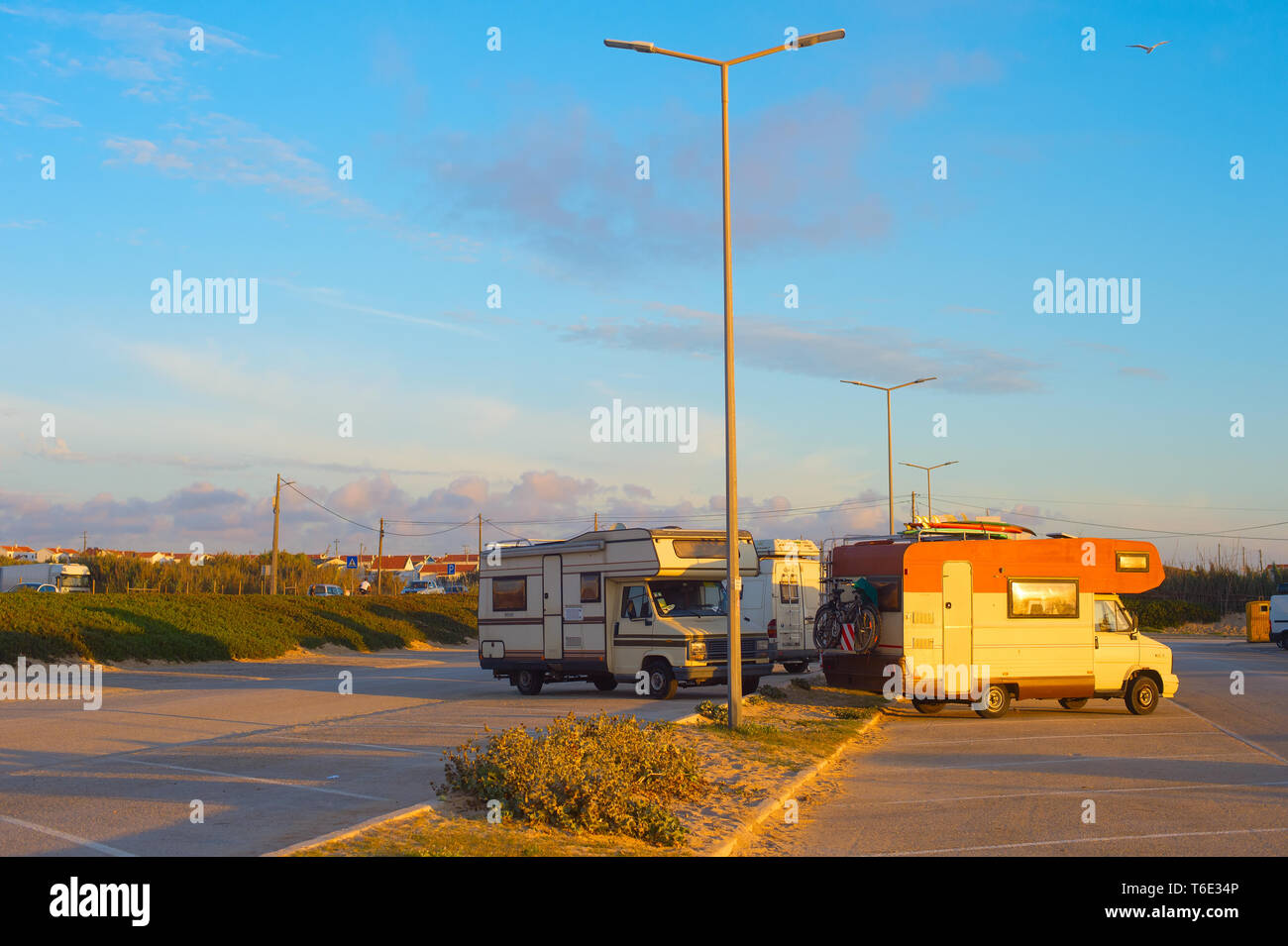 Caravan Parkplatz alte van Stockfoto