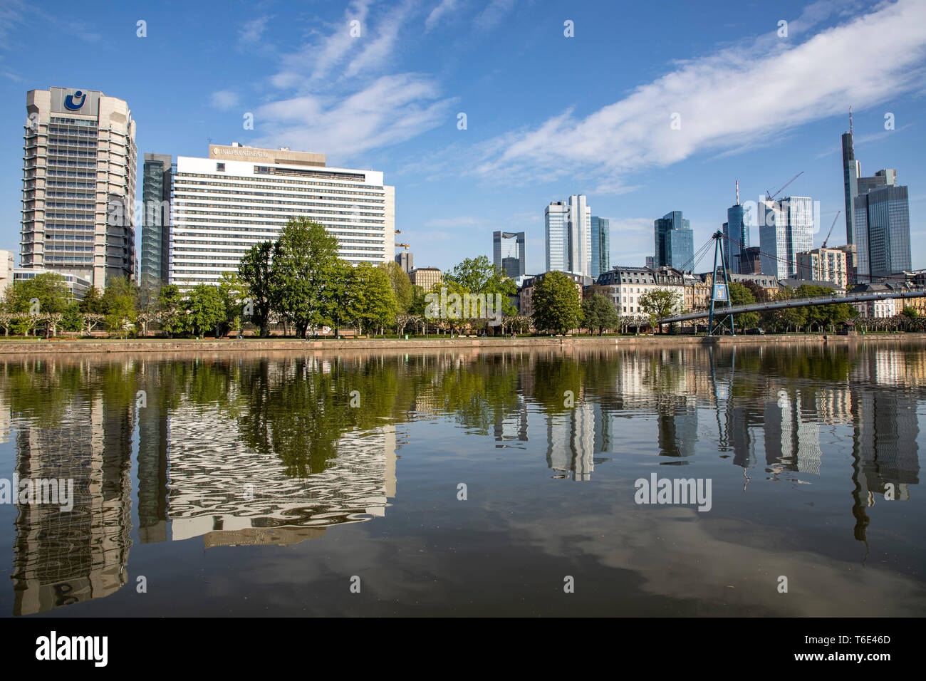 Frankfurt am Main, mit Blick auf die Skyline der Stadt, Deutschland, Stockfoto