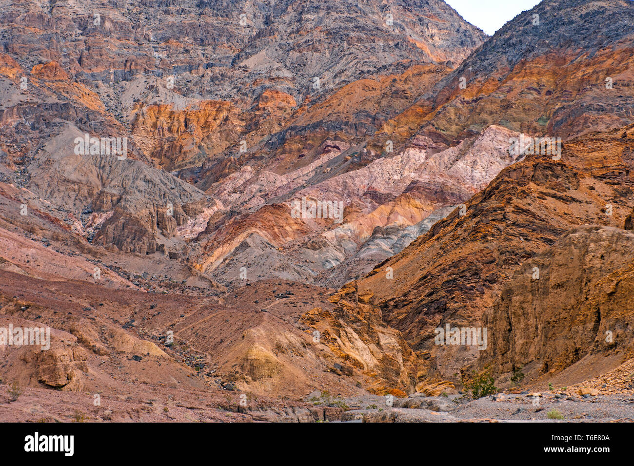 Farbige Felsen auf einer Wüste Canyon Wand in Mosaik Canyon im Death Valley National Park in Kalifornien Stockfoto