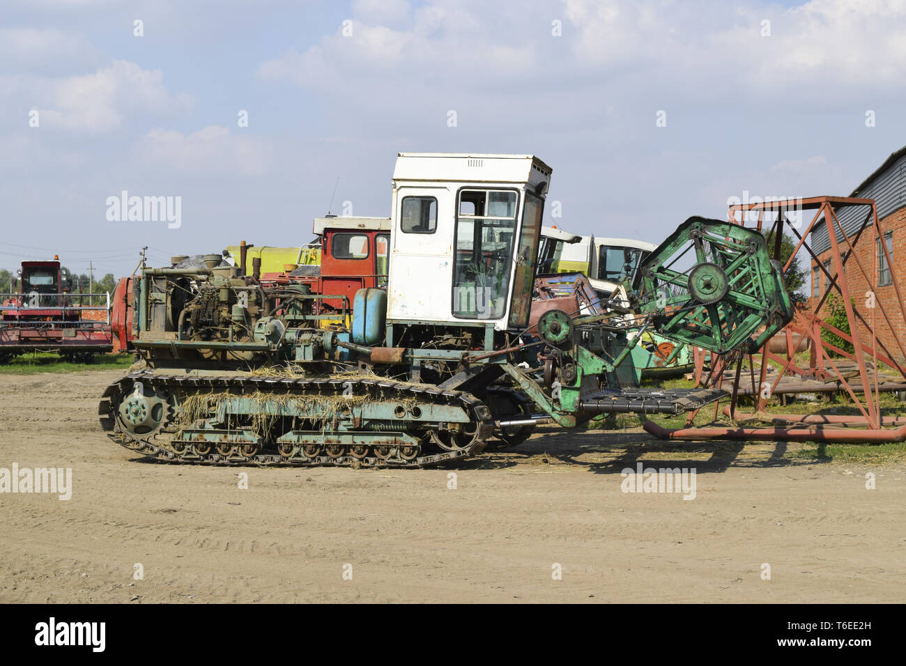 Reis header. Reis Harvester. Landwirtschaftliche Maschinen Stockfoto