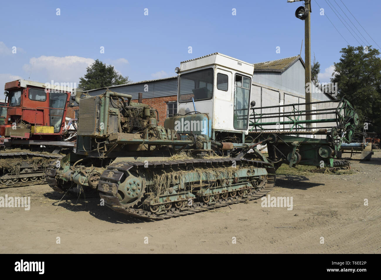 Reis header. Reis Harvester. Landwirtschaftliche Maschinen Stockfoto