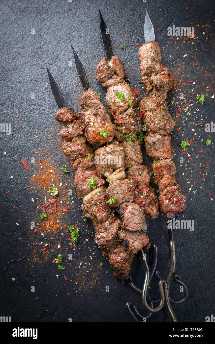 Traditionelle Russische Schaschlik Auf Einem Grill Spiess Als