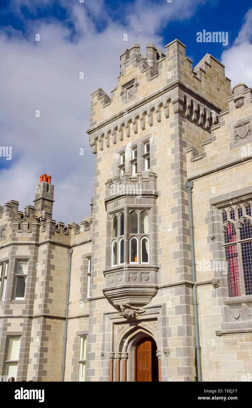 Kylemore Abbey Schloss außen Details, Connemara, Galway, Irland Stockfoto
